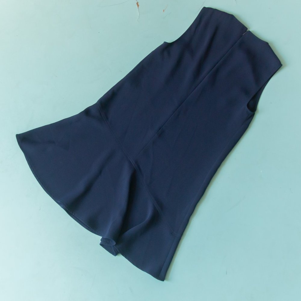 LIKE NEW Diane Von Furstenberg Alyson Navy Blue Sleeveless Flounce Dress Sz 2 - Picture 9 of 9